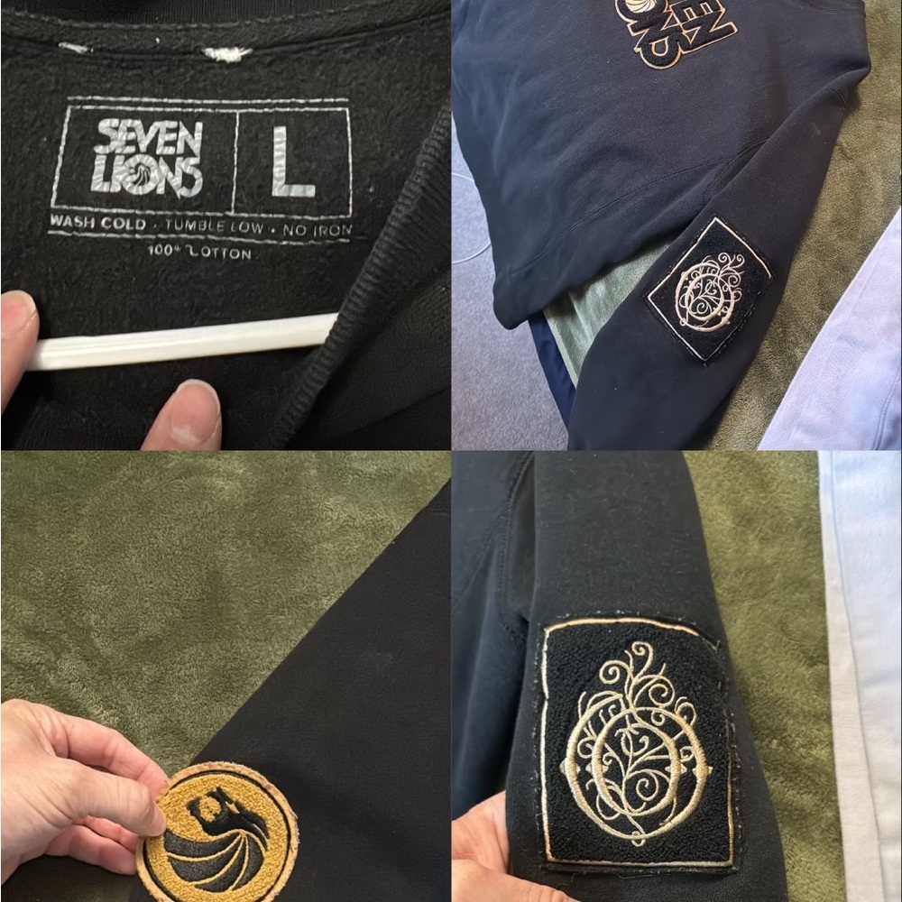 Seven Lions Black Hoodie with Gold Embroidery